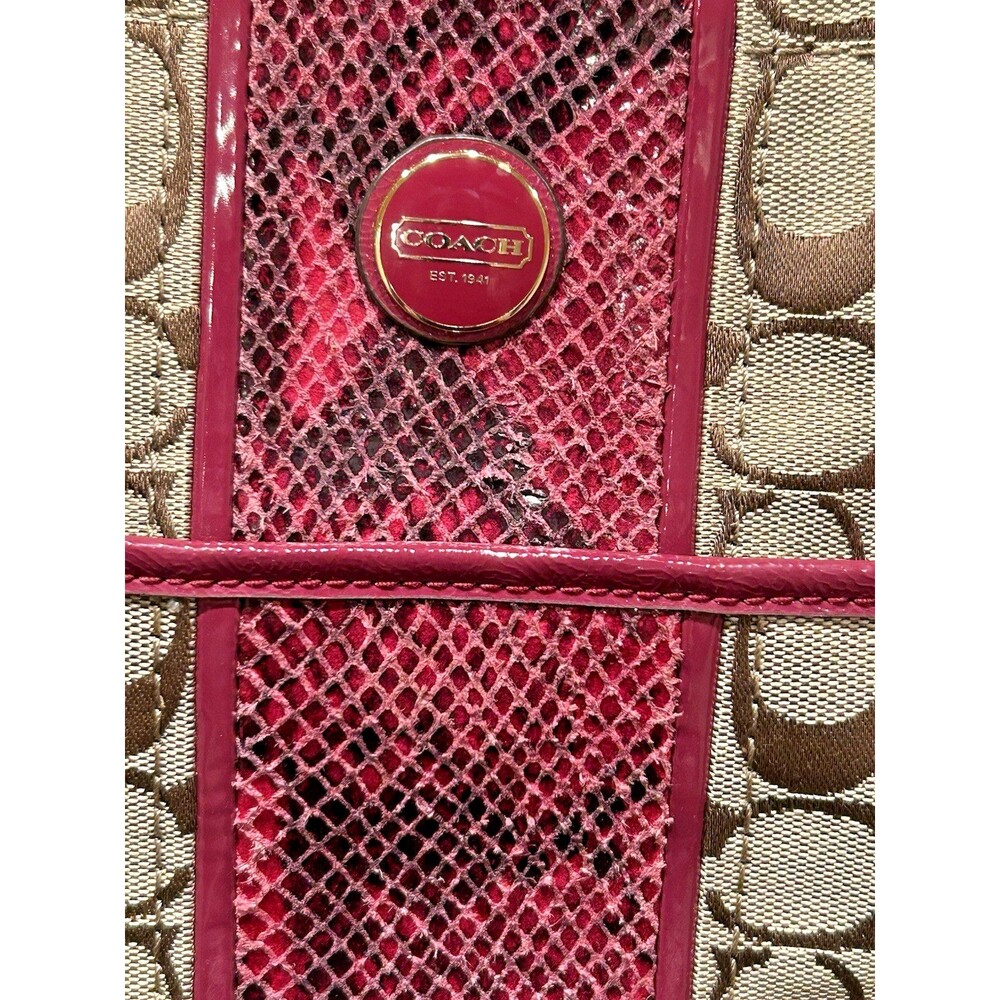 Coach Signature Raspberry Pink Python Snake Strip… - image 3